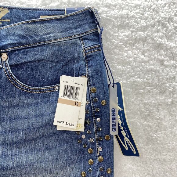 Seven 7 For All Mankind Girlfriend Jeans Women's 12 Blue Distressed Denim - Picture 6 of 16